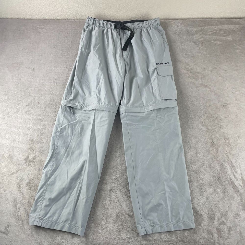 Vintage Old Navy Pants Men XL Grey Convertible Baggy Raver Skater Cargo Rave Y2K